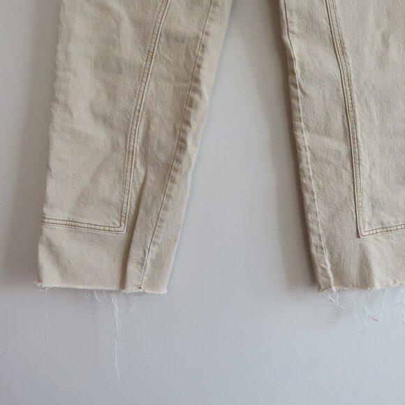 FREE PEOPLE WE THE FREE Risk Taker Mid Rise Jeans in Ecru Neutral Boho - Size 26 - Picture 6 of 14